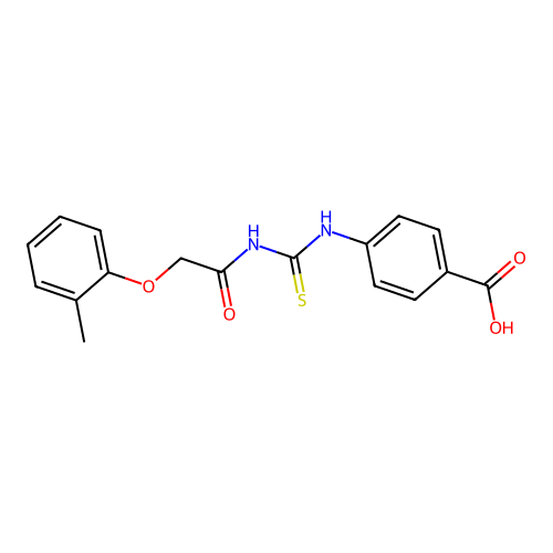 Benzoic acid, 4-[[[[(2-methylphenoxy)acetyl]amino]thioxomethyl]amino]- structure
