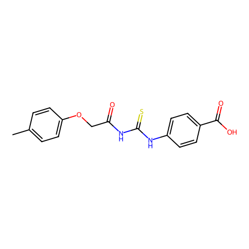 Benzoic acid, 4-[[[[(4-methylphenoxy)acetyl]amino]thioxomethyl]amino]- structure