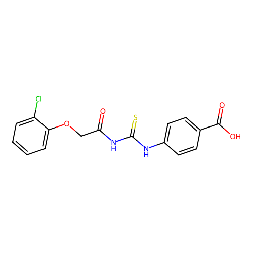 4-({[(2-Chlorophenoxy)acetyl]carbamothioyl}amino)benzoic acid structure