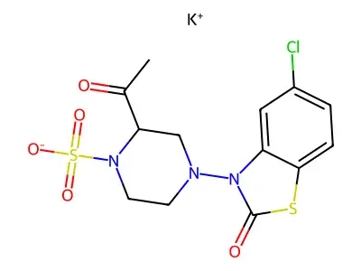 2-Acetyl-4-(5-chloro-2-oxo-1,3-benzothiazol-3-yl)piperazine-1-sulfonic acid structure