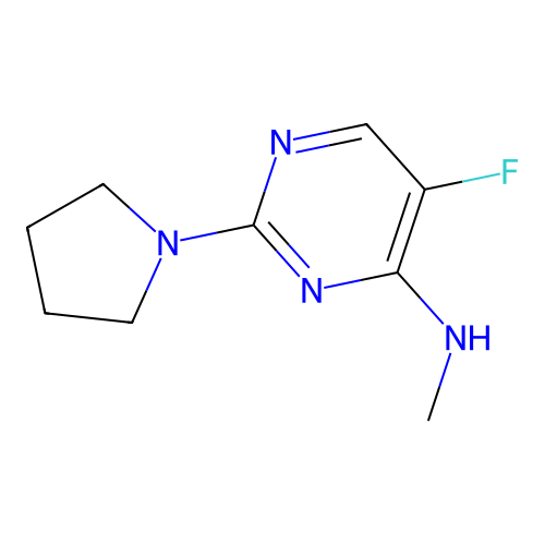 5-fluoro-N-methyl-2-(pyrrolidin-1-yl)pyrimidin-4-amine structure
