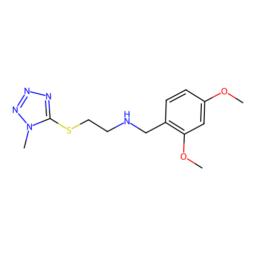 N-[(2,4-dimethoxyphenyl)methyl]-2-(1-methyltetrazol-5-yl)sulfanylethanamine structure