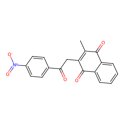 2-Methyl-3-[2-(4-nitrophenyl)-2-oxoethyl]naphthoquinone structure