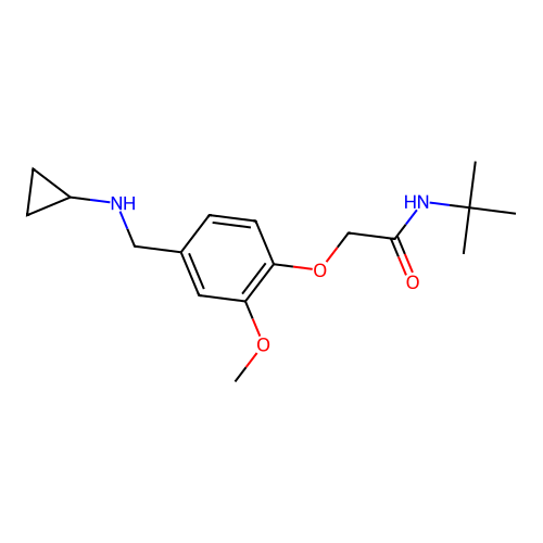 N-tert-butyl-2-[4-[(cyclopropylamino)methyl]-2-methoxyphenoxy]acetamide structure
