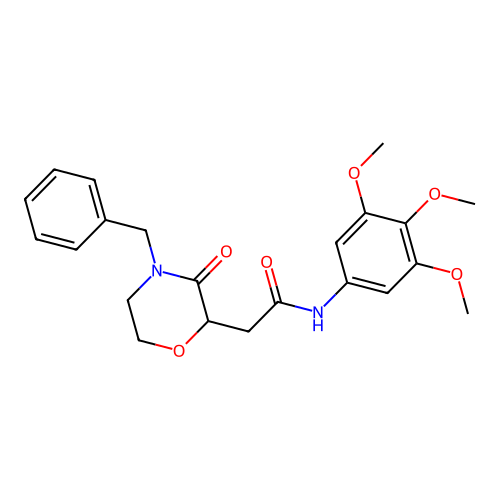 2-(4-benzyl-3-oxomorpholin-2-yl)-N-(3,4,5-trimethoxyphenyl)acetamide structure