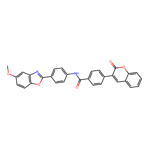 N-[4-(5-methoxy-1,3-benzoxazol-2-yl)phenyl]-4-(2-oxochromen-3-yl)benzamide structure