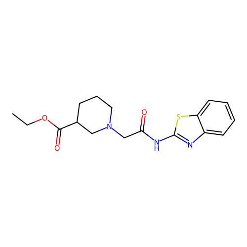 Ethyl 1-[2-(1,3-benzothiazol-2-ylamino)-2-oxoethyl]piperidine-3-carboxylate structure