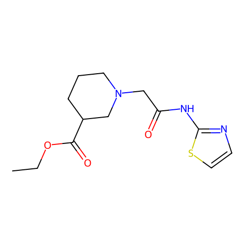 1-(Thiazol-2-ylcarbamoylmethyl)-piperidine-3-carboxylic acid ethyl ester structure