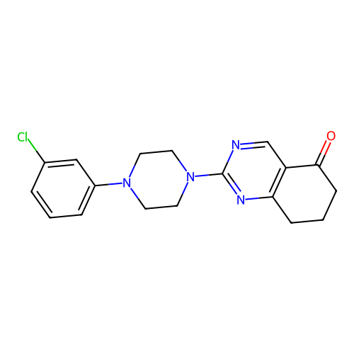 2-(4-(3-chlorophenyl)piperazin-1-yl)-7,8-dihydroquinazolin-5(6H)-one structure