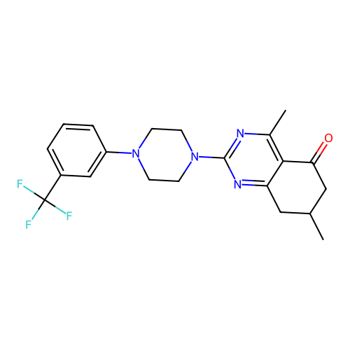 4,7-dimethyl-2-{4-[3-(trifluoromethyl)phenyl]piperazin-1-yl}-7,8-dihydroquinazolin-5(6H)-one structure