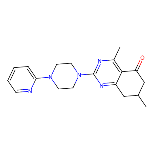 4,7-dimethyl-2-(4-pyridin-2-ylpiperazin-1-yl)-7,8-dihydro-6H-quinazolin-5-one structure