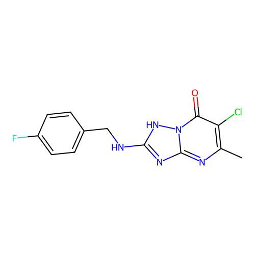 6-chloro-2-((4-fluorobenzyl)amino)-5-methyl-[1,2,4]triazolo[1,5-a]pyrimidin-7(4H)-one structure
