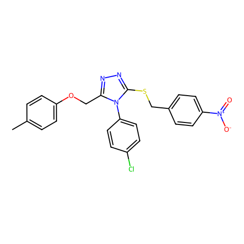 4-(4-chlorophenyl)-3-[(4-methylphenoxy)methyl]-5-[(4-nitrophenyl)methylsulfanyl]-1,2,4-triazole structure
