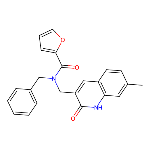 N-benzyl-N-[(7-methyl-2-oxo-1H-quinolin-3-yl)methyl]furan-2-carboxamide structure