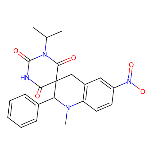 1'-methyl-6'-nitro-2'-phenyl-1-propan-2-ylspiro[1,3-diazinane-5,3'-2,4-dihydroquinoline]-2,4,6-trione structure