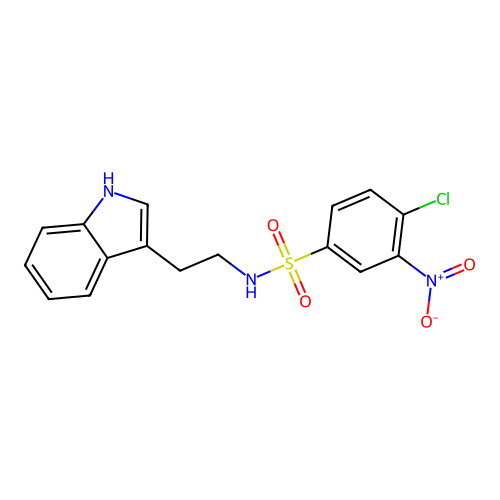 4-chloro-N-[2-(1H-indol-3-yl)ethyl]-3-nitrobenzenesulfonamide structure