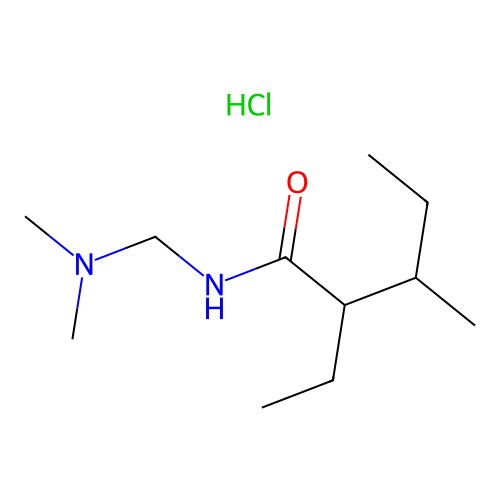 Pentanamide, N-((dimethylamino)methyl)-2-ethyl-3-methyl-, monohydrochloride structure