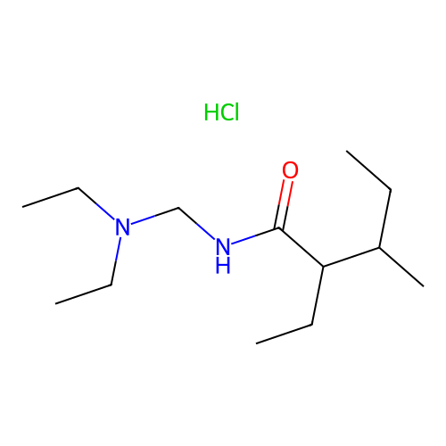 Pentanamide, N-((diethylamino)methyl)-2-ethyl-3-methyl-, monohydrochloride structure