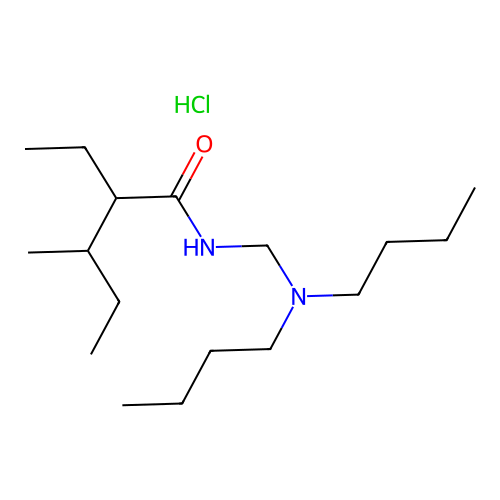 Pentanamide, N-((dibutylamino)methyl)-2-ethyl-3-methyl-, monohydrochloride structure