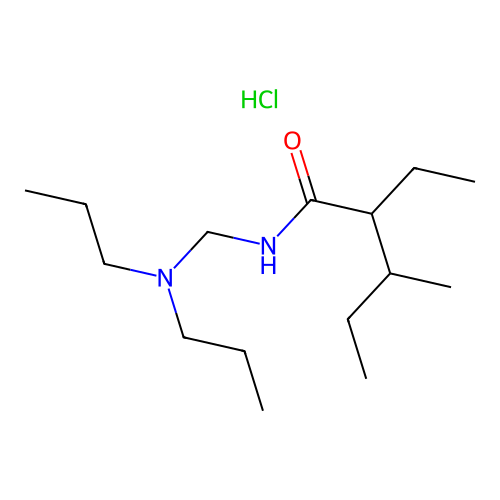 Pentanamide, N-((dipropylamino)methyl)-2-ethyl-3-methyl-, monohydrochloride structure