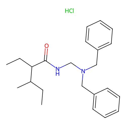 N-(Dibenzylaminomethyl)valnoctamide hydrochloride structure