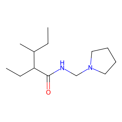 Pentanamide, 2-ethyl-3-methyl-N-(1-pyrrolidinylmethyl)- structure