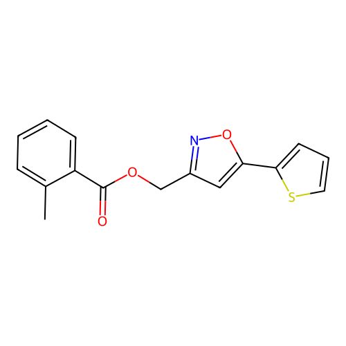 [5-(Thiophen-2-yl)-1,2-oxazol-3-yl]methyl 2-methylbenzoate structure