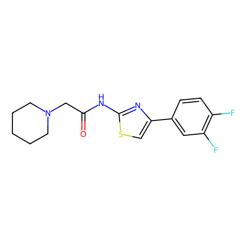 N-[4-(3,4-difluorophenyl)-1,3-thiazol-2-yl]-2-piperidin-1-ylacetamide structure
