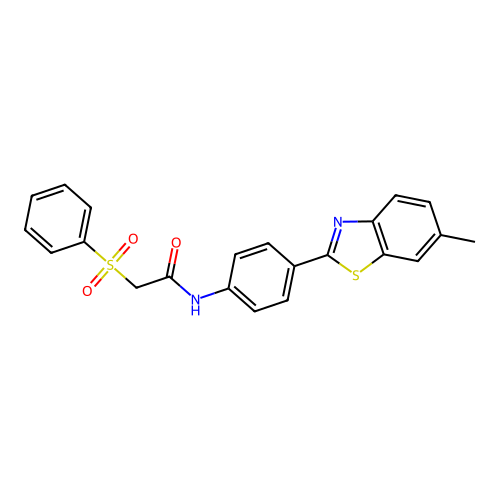 2-(benzenesulfonyl)-N-[4-(6-methyl-1,3-benzothiazol-2-yl)phenyl]acetamide structure