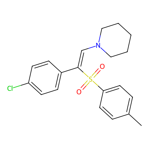 Piperidine, 1-[2-(4-chlorophenyl)-2-[(4-methylphenyl)sulfonyl]ethenyl]- structure