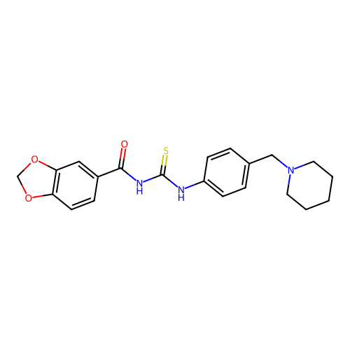 N-[[4-(piperidin-1-ylmethyl)phenyl]carbamothioyl]-1,3-benzodioxole-5-carboxamide structure