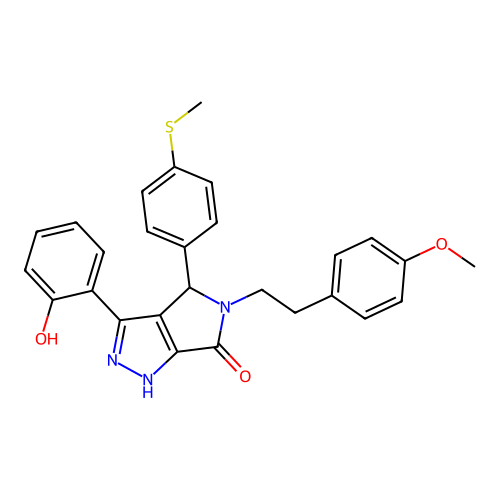 3-(2-hydroxyphenyl)-5-[2-(4-methoxyphenyl)ethyl]-4-[4-(methylsulfanyl)phenyl]-4,5-dihydropyrrolo[3,4-c]pyrazol-6(2H)-one structure