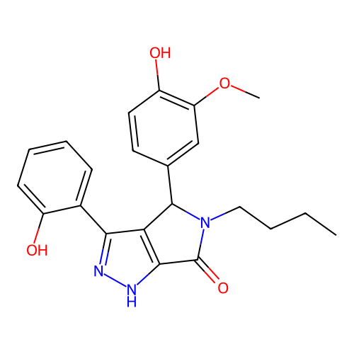 5-butyl-4-(4-hydroxy-3-methoxyphenyl)-3-(2-hydroxyphenyl)-4,5-dihydropyrrolo[3,4-c]pyrazol-6(1H)-one structure