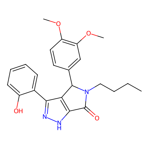 5-butyl-4-(3,4-dimethoxyphenyl)-3-(2-hydroxyphenyl)-4,5-dihydropyrrolo[3,4-c]pyrazol-6(1H)-one structure