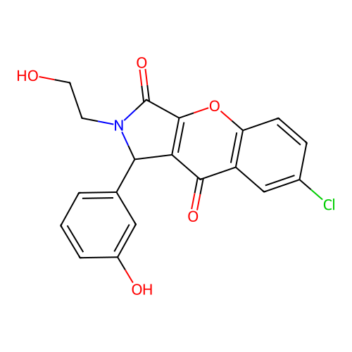 7-chloro-2-(2-hydroxyethyl)-1-(3-hydroxyphenyl)-1,2-dihydrochromeno[2,3-c]pyrrole-3,9-dione structure