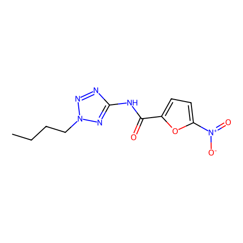 N-(2-butyl-2H-tetraazol-5-yl)-5-nitro-2-furamide structure