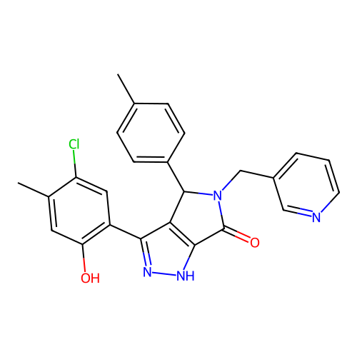 3-(5-chloro-2-hydroxy-4-methylphenyl)-4-(4-methylphenyl)-5-(pyridin-3-ylmethyl)-4,5-dihydropyrrolo[3,4-c]pyrazol-6(2H)-one structure