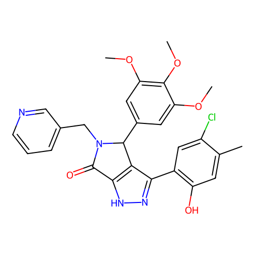 3-(5-chloro-2-hydroxy-4-methylphenyl)-5-(pyridin-3-ylmethyl)-4-(3,4,5-trimethoxyphenyl)-4,5-dihydropyrrolo[3,4-c]pyrazol-6(2H)-one structure