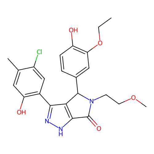 3-(5-chloro-2-hydroxy-4-methylphenyl)-4-(3-ethoxy-4-hydroxyphenyl)-5-(2-methoxyethyl)-4,5-dihydropyrrolo[3,4-c]pyrazol-6(2H)-one structure