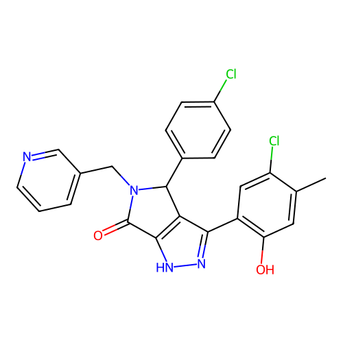 3-(5-chloro-2-hydroxy-4-methylphenyl)-4-(4-chlorophenyl)-5-(pyridin-3-ylmethyl)-4,5-dihydropyrrolo[3,4-c]pyrazol-6(2H)-one structure
