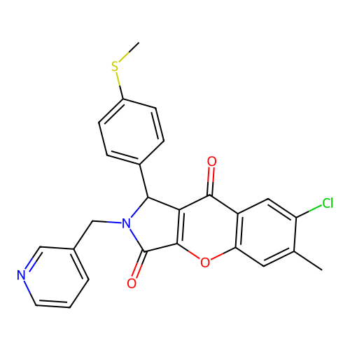 7-chloro-6-methyl-1-[4-(methylsulfanyl)phenyl]-2-(pyridin-3-ylmethyl)-1,2-dihydrochromeno[2,3-c]pyrrole-3,9-dione structure