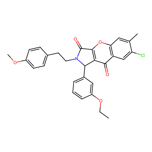 7-chloro-1-(3-ethoxyphenyl)-2-[2-(4-methoxyphenyl)ethyl]-6-methyl-1,2-dihydrochromeno[2,3-c]pyrrole-3,9-dione structure
