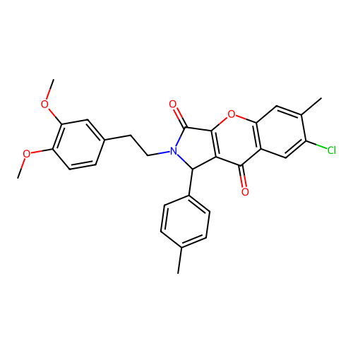 7-chloro-2-[2-(3,4-dimethoxyphenyl)ethyl]-6-methyl-1-(4-methylphenyl)-1,2-dihydrochromeno[2,3-c]pyrrole-3,9-dione structure