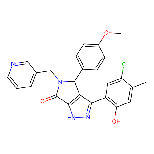 3-(5-chloro-2-hydroxy-4-methylphenyl)-4-(4-methoxyphenyl)-5-(pyridin-3-ylmethyl)-4,5-dihydropyrrolo[3,4-c]pyrazol-6(2H)-one structure
