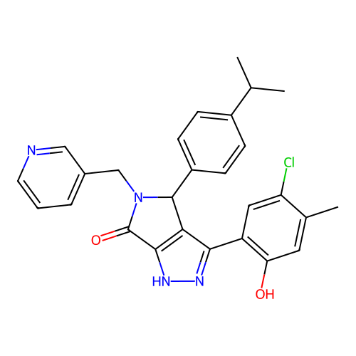 3-(5-chloro-2-hydroxy-4-methylphenyl)-4-[4-(propan-2-yl)phenyl]-5-(pyridin-3-ylmethyl)-4,5-dihydropyrrolo[3,4-c]pyrazol-6(2H)-one structure
