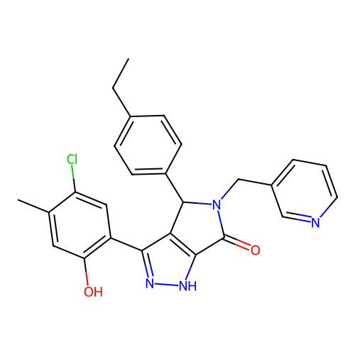 3-(5-chloro-2-hydroxy-4-methylphenyl)-4-(4-ethylphenyl)-5-(pyridin-3-ylmethyl)-4,5-dihydropyrrolo[3,4-c]pyrazol-6(2H)-one structure