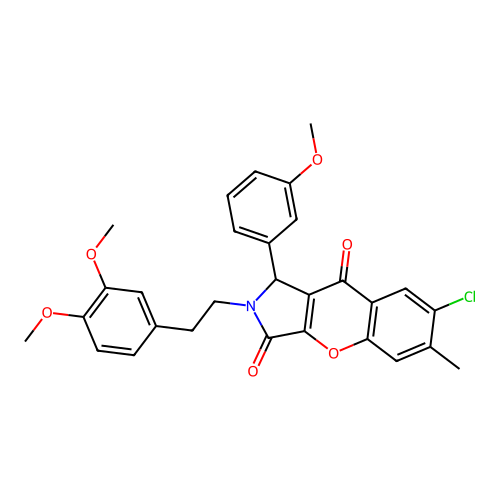 7-chloro-2-[2-(3,4-dimethoxyphenyl)ethyl]-1-(3-methoxyphenyl)-6-methyl-1,2-dihydrochromeno[2,3-c]pyrrole-3,9-dione structure