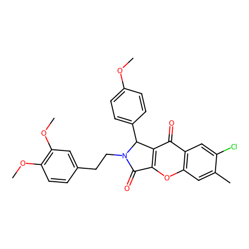 7-chloro-2-[2-(3,4-dimethoxyphenyl)ethyl]-1-(4-methoxyphenyl)-6-methyl-1,2-dihydrochromeno[2,3-c]pyrrole-3,9-dione structure