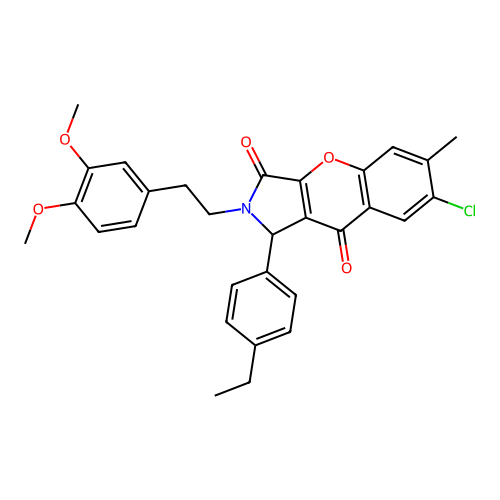 7-chloro-2-[2-(3,4-dimethoxyphenyl)ethyl]-1-(4-ethylphenyl)-6-methyl-1,2-dihydrochromeno[2,3-c]pyrrole-3,9-dione structure