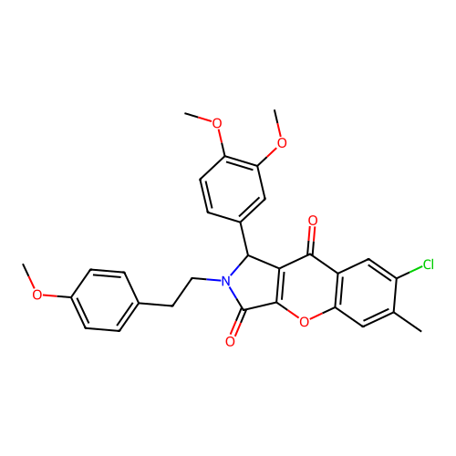7-chloro-1-(3,4-dimethoxyphenyl)-2-[2-(4-methoxyphenyl)ethyl]-6-methyl-1,2-dihydrochromeno[2,3-c]pyrrole-3,9-dione structure